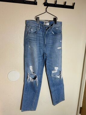 SLVRLAKE Light Blue ripped/splatter paint design womens jeans size31
